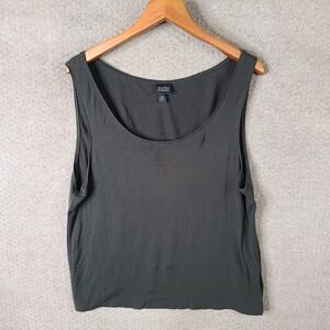 EILEEN FISHER Shirt Womens L Green Sleeveless Tank Top Olive Casual Stretch USA